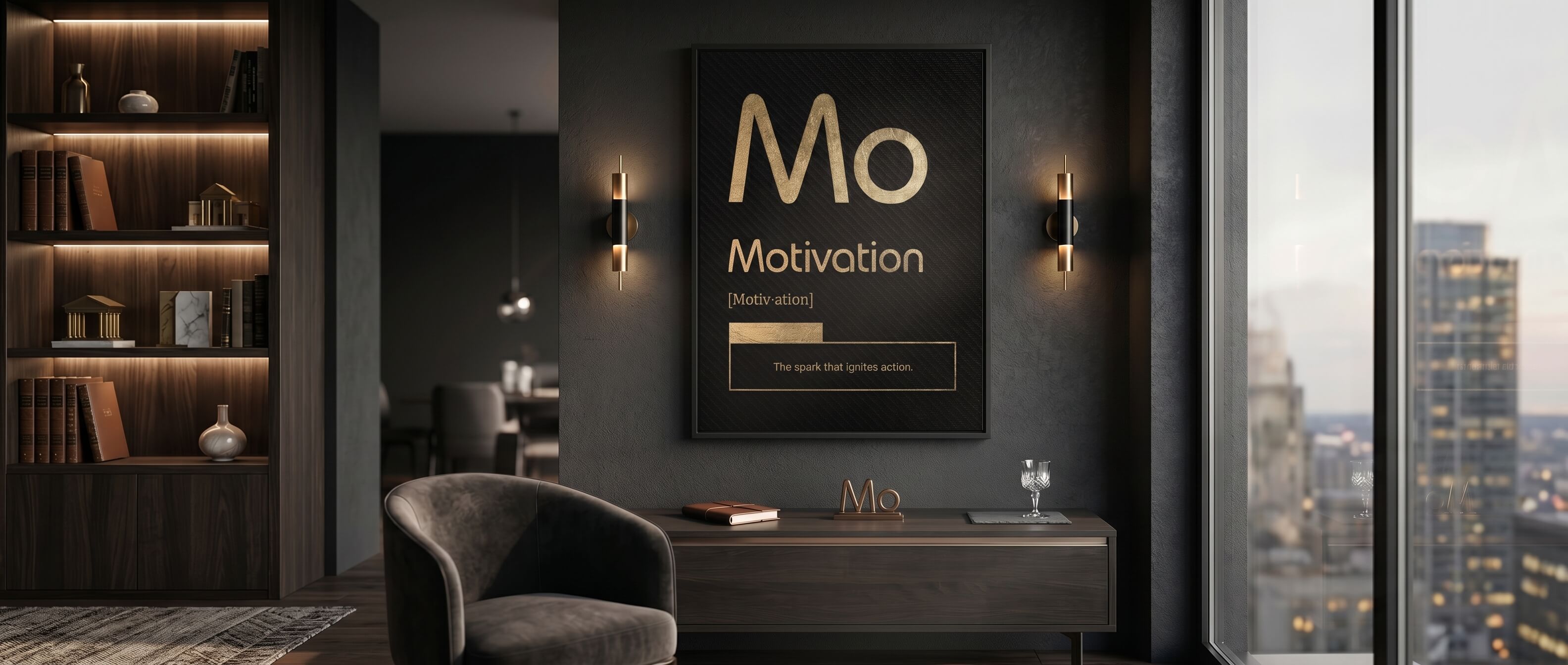 DOTCOMCANVAS® Motivation (Mo) Leinwandbild Schwarz – Banner