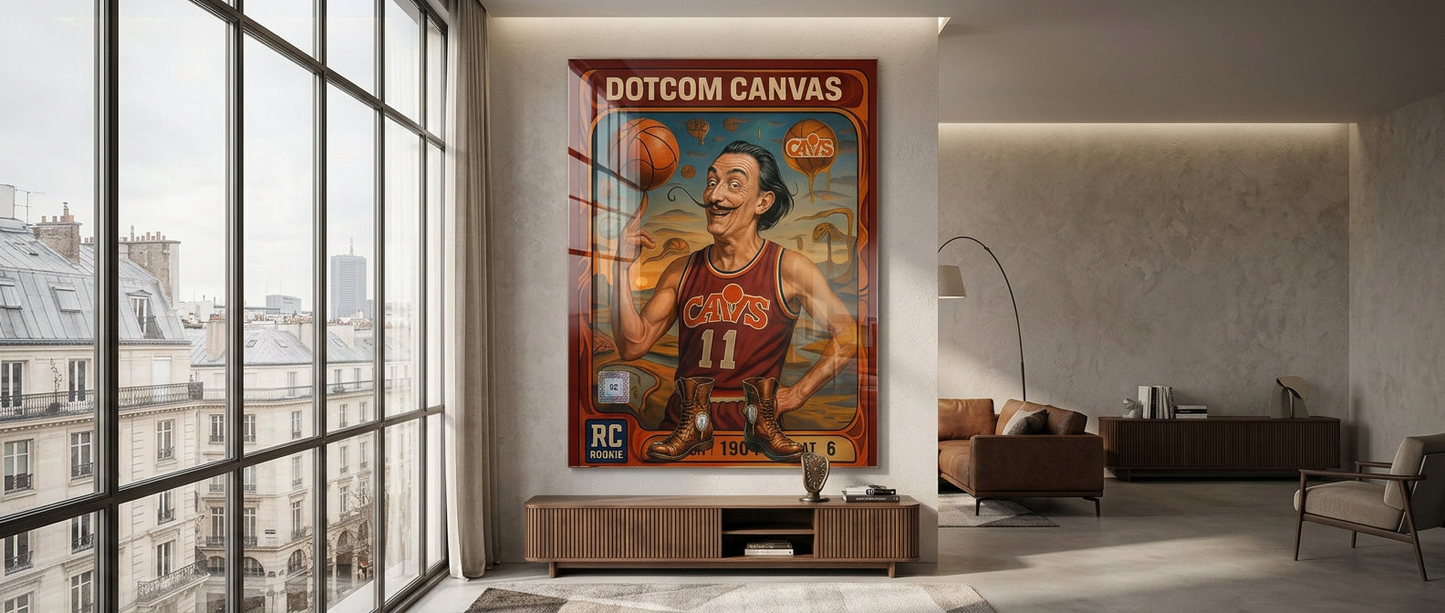 DOTCOMCANVAS® Salvador Dali Basketball Card Acrylglasbild Banner