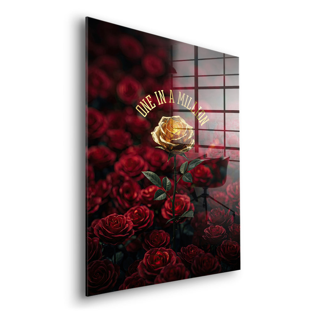 Seitenansicht des Acrylglasbilds One in a Million in Red ohne Rahmen