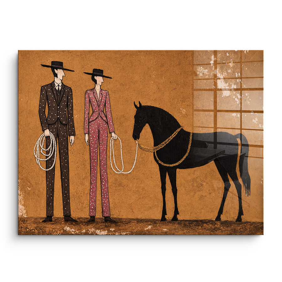 Cowboy & Horse - Acrylic Glass – front