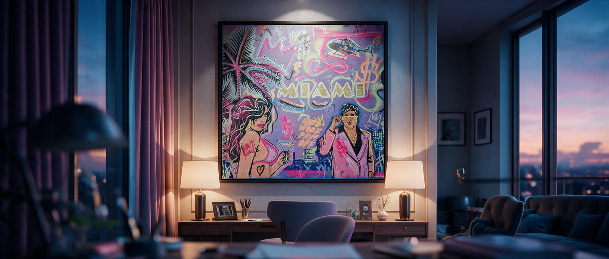 Leinwandbild Miami Money Website Banner