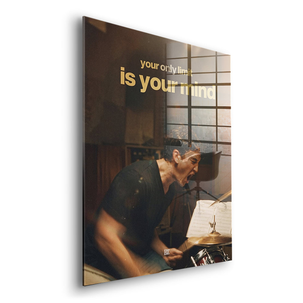 Seitenansicht des Acrylglasbilds Your Only Limit Is Your Mind Vintage ohne Rahmen