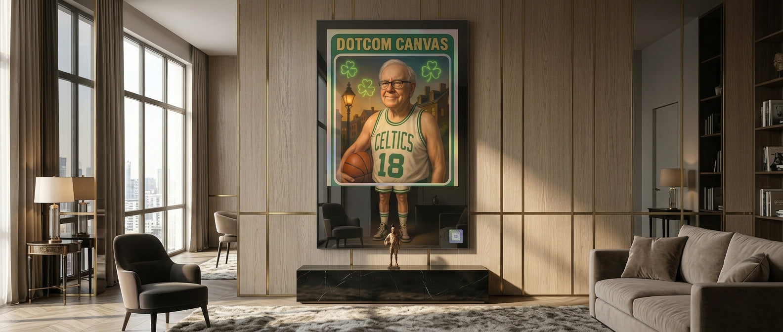 DOTCOMCANVAS Warren Buffett Basketball Card Acrylglas Banner