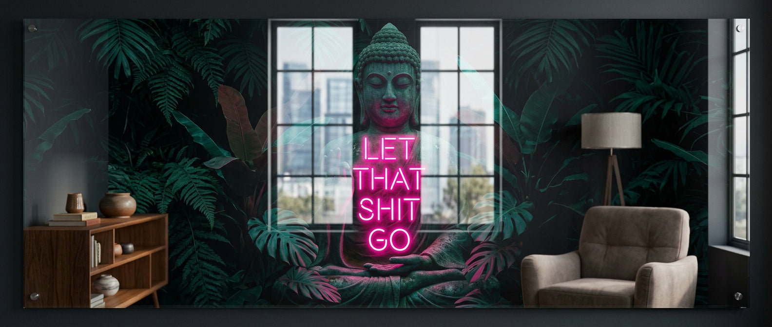 DOTCOMCANVAS Buddah for Toilett Acrylglasbild Banner