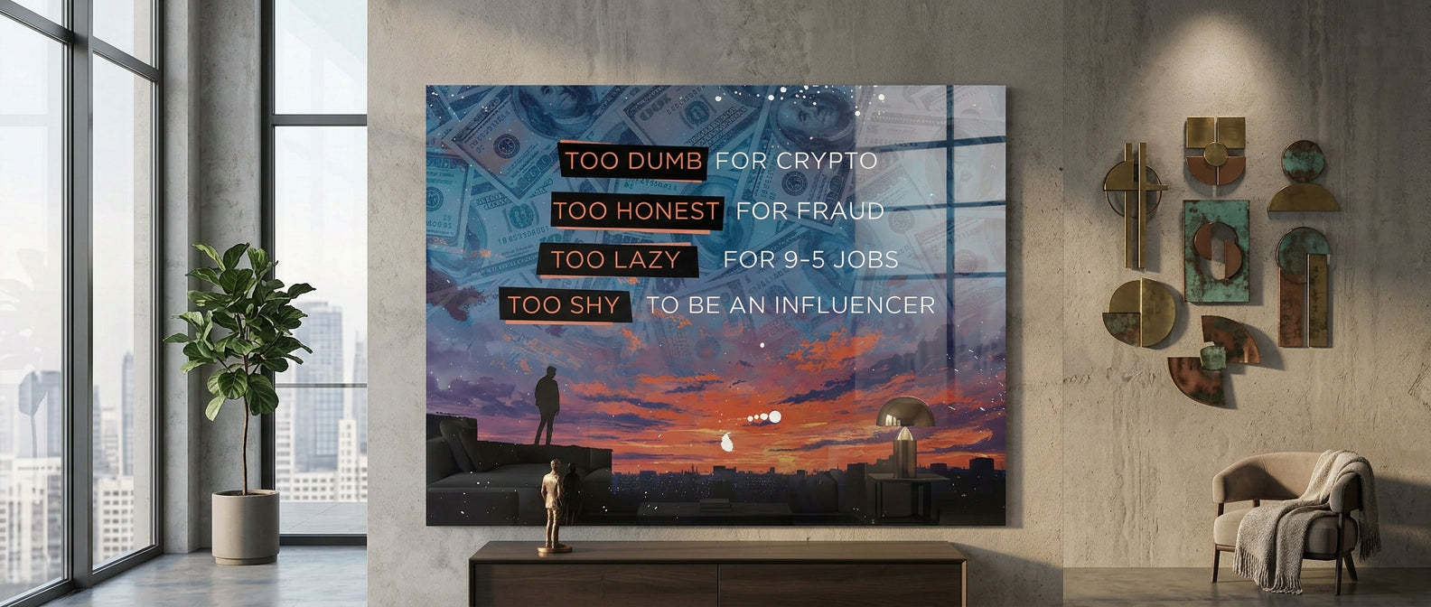 DOTCOMCANVAS Too shy to be Acrylglasbild Banner