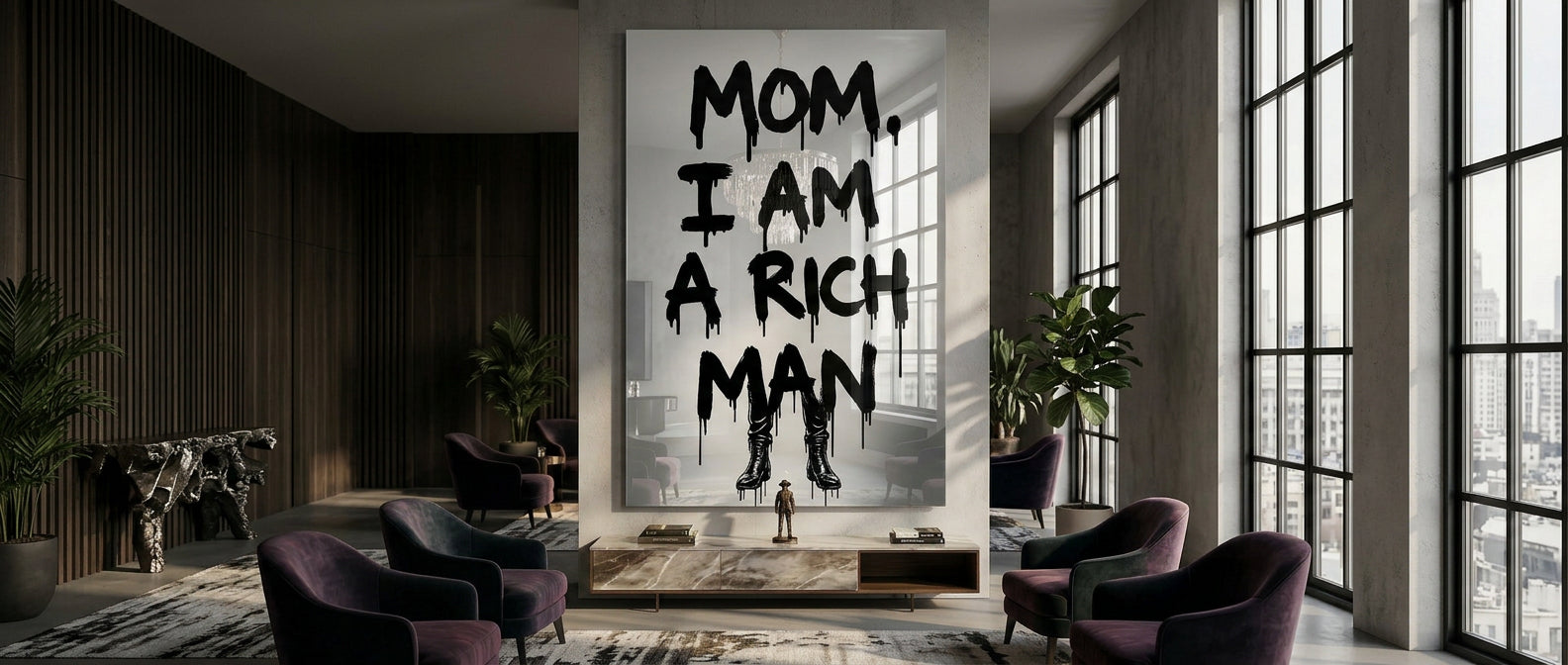 DOTCOMCANVAS Mom, I am a Rich, Man. Acrylglasbild Banner