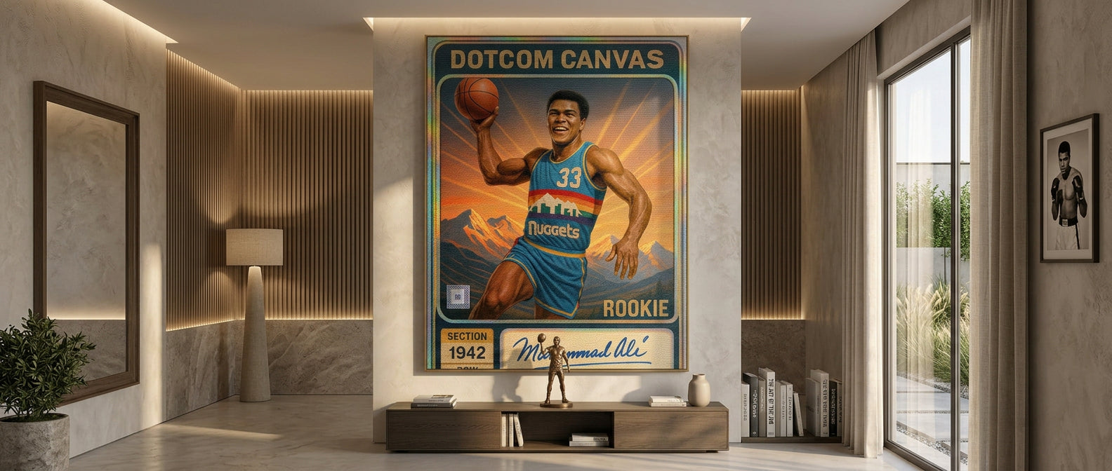 DOTCOMCANVAS Muhammad Ali Basketball Card Leinwandbild Banner