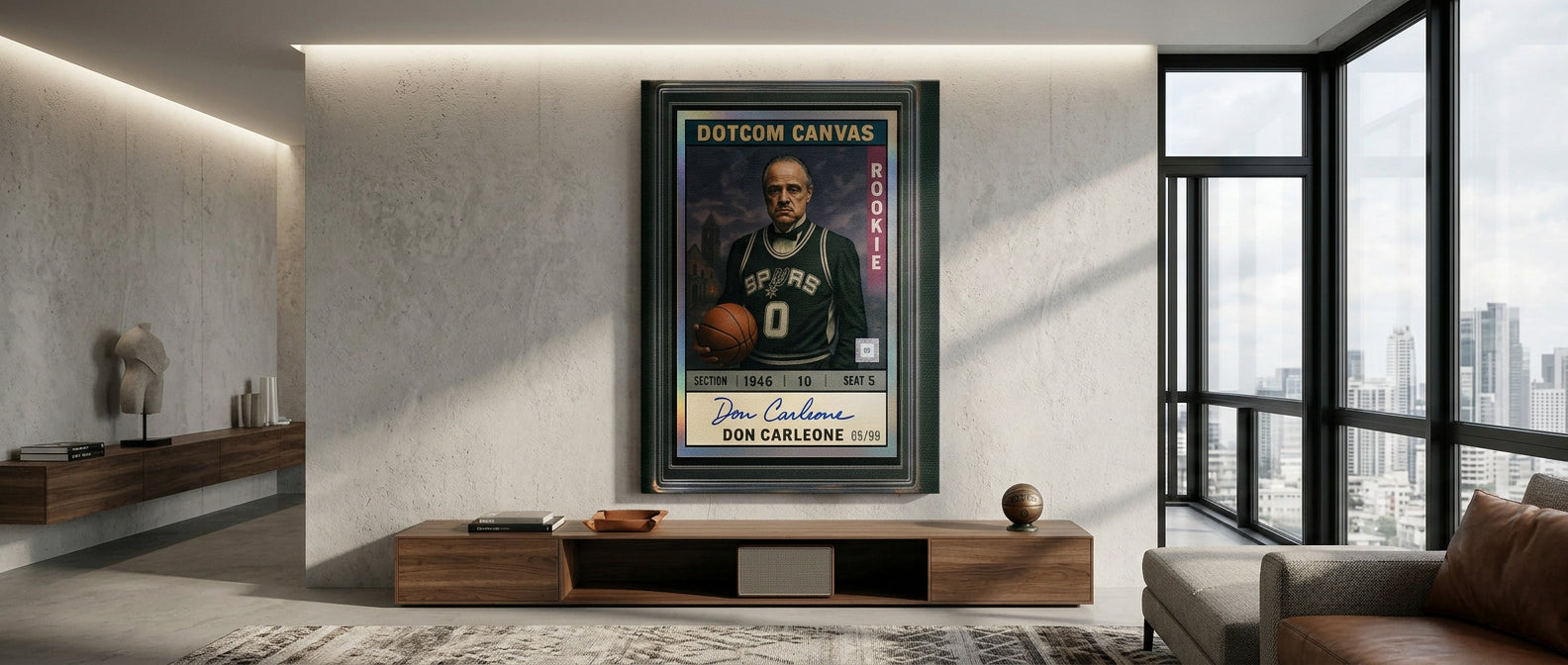 DOTCOMCANVAS Leinwandbild Don Carleone Basketball Card Pop Art Website Banner