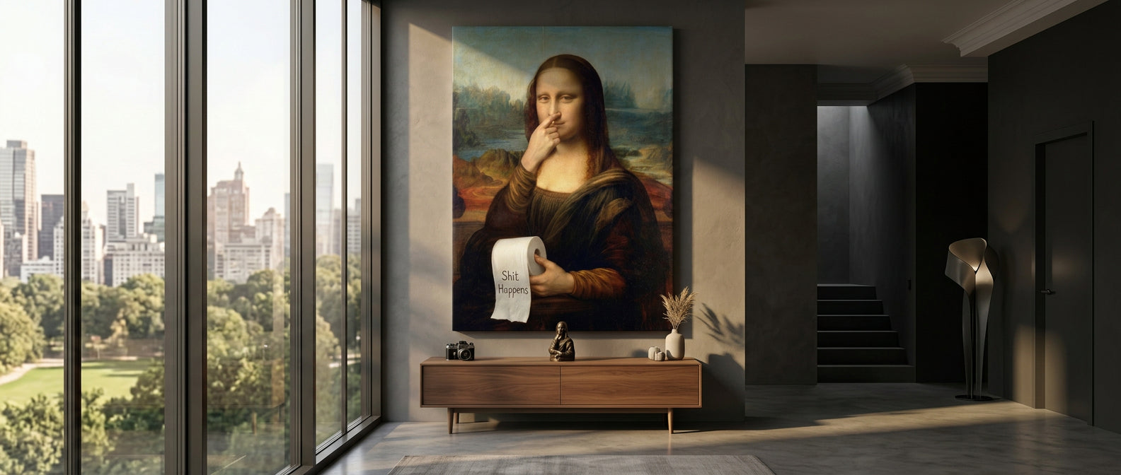 DOTCOMCANVAS Mona Lisa 1 for Toilett Leinwandbild Banner
