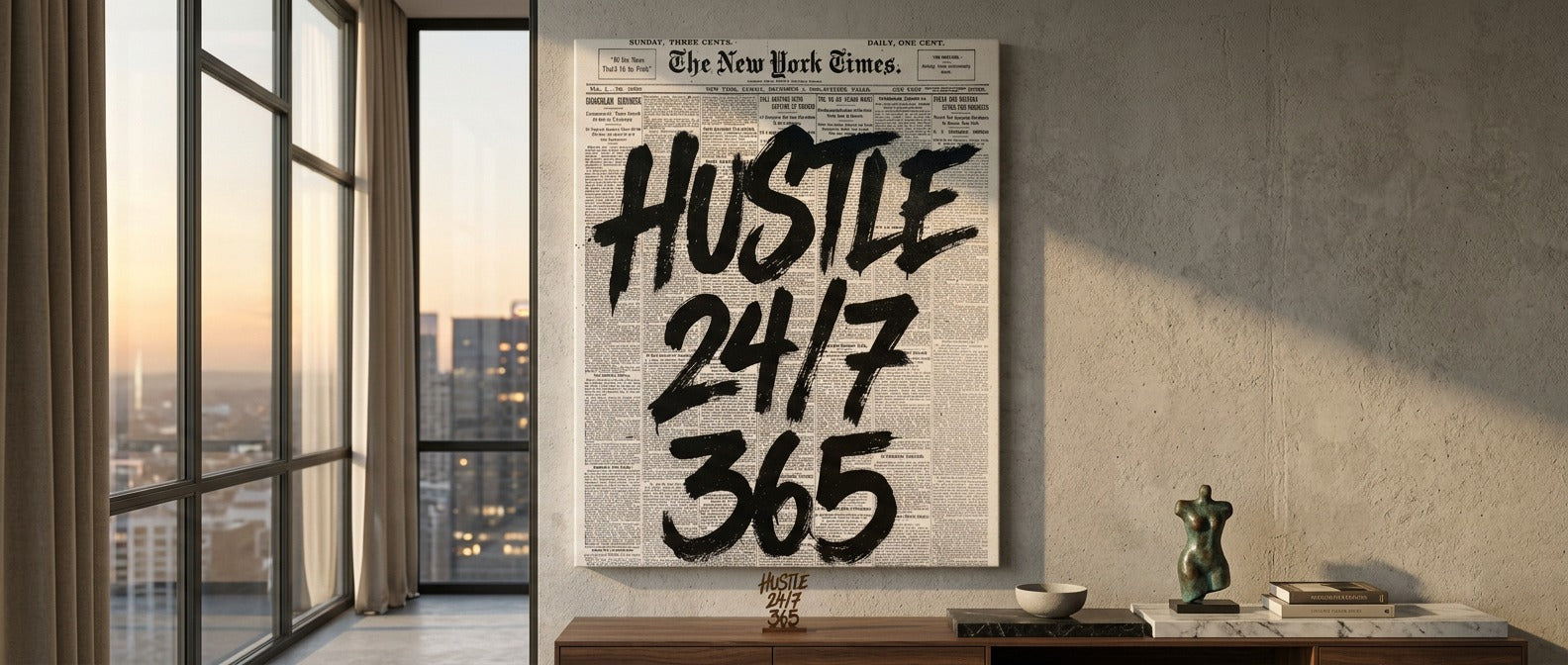 DOTCOMCANVAS Hustle 24/7 Leinwandbild Banner