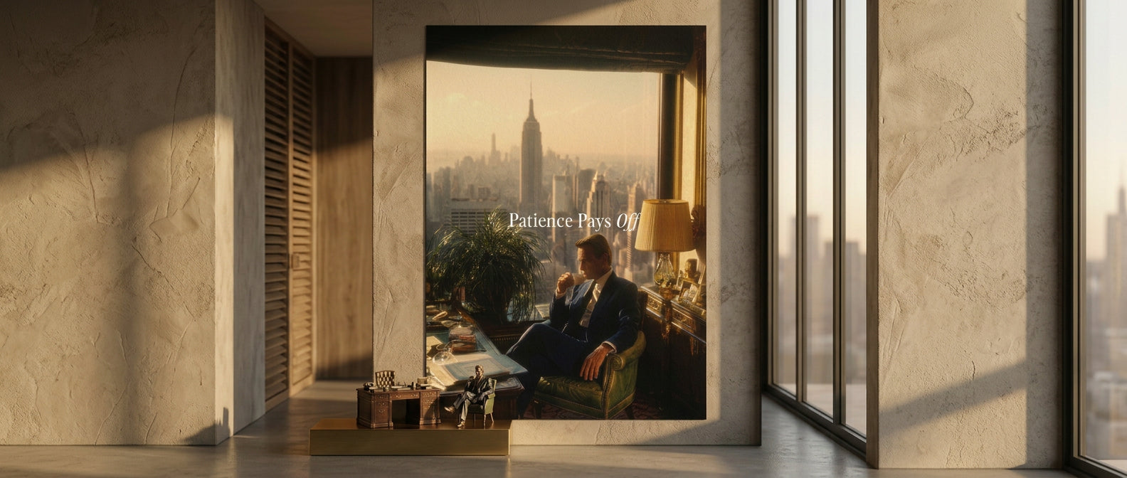 Patience Pays Off Poster DOTCOMCANVAS Banner Old Money Manhattan
