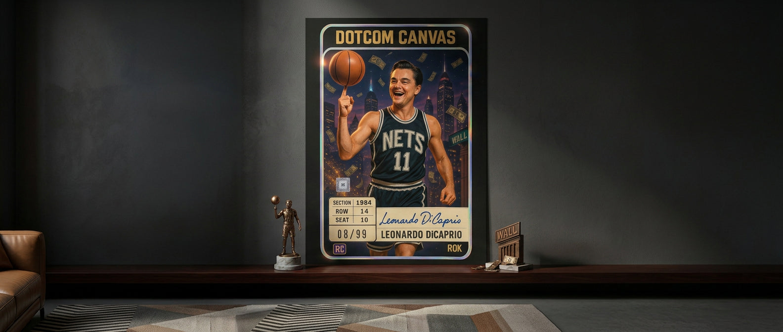 DOTCOMCANVAS Leo Dicaprio Basketball Card Poster Website Banner