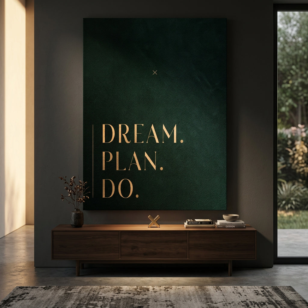 DREAM. PLAN. DO. Leinwandbild im Wohnraum