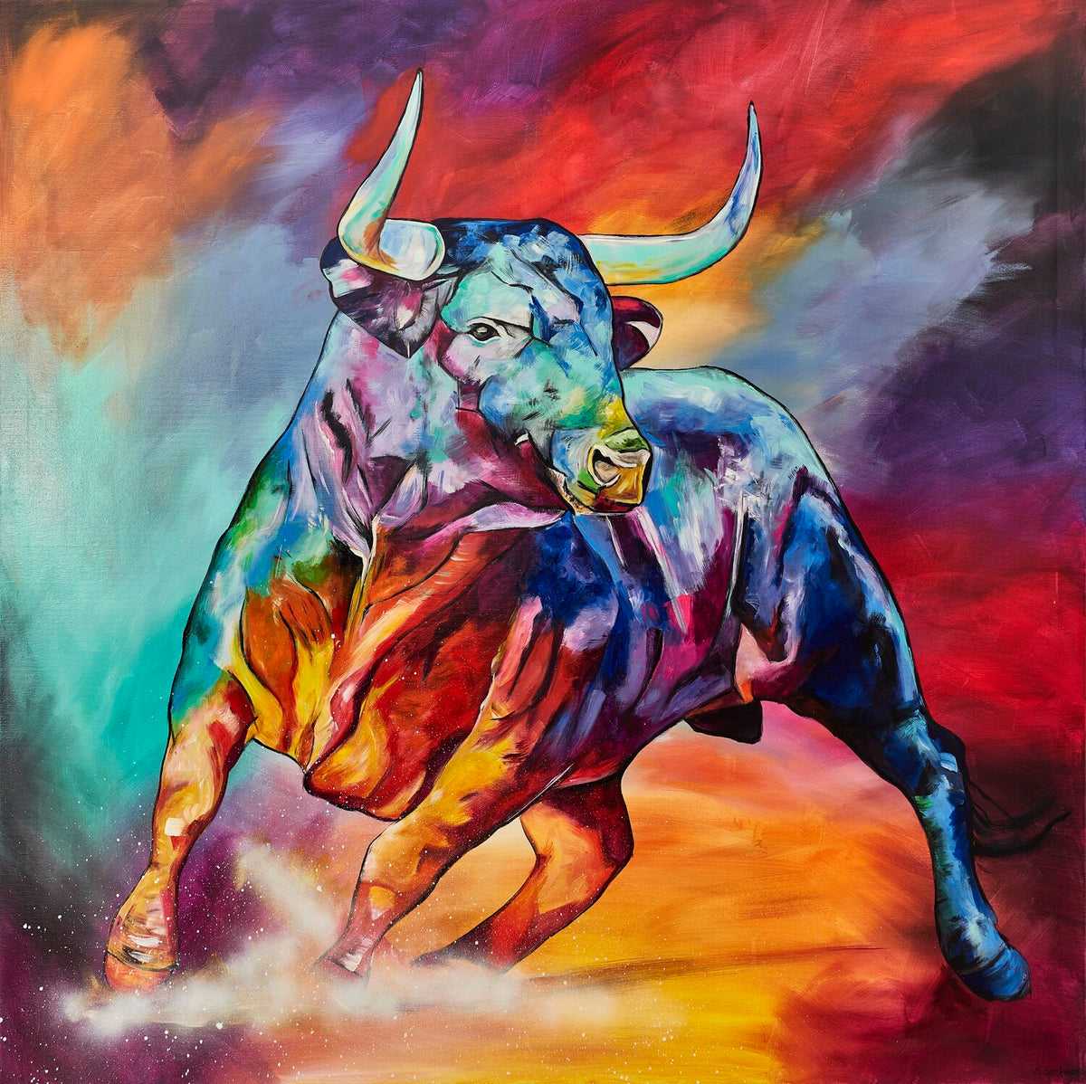 Proud Bull – Original-Gemälde von Sabrina Seck