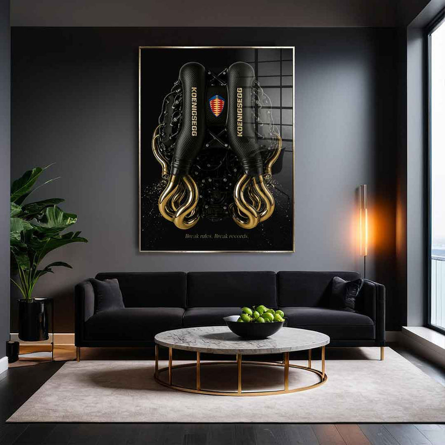 DOTCOMCANVAS 24K Feingold Bild Koenigsegg Engine - 24K Feingold