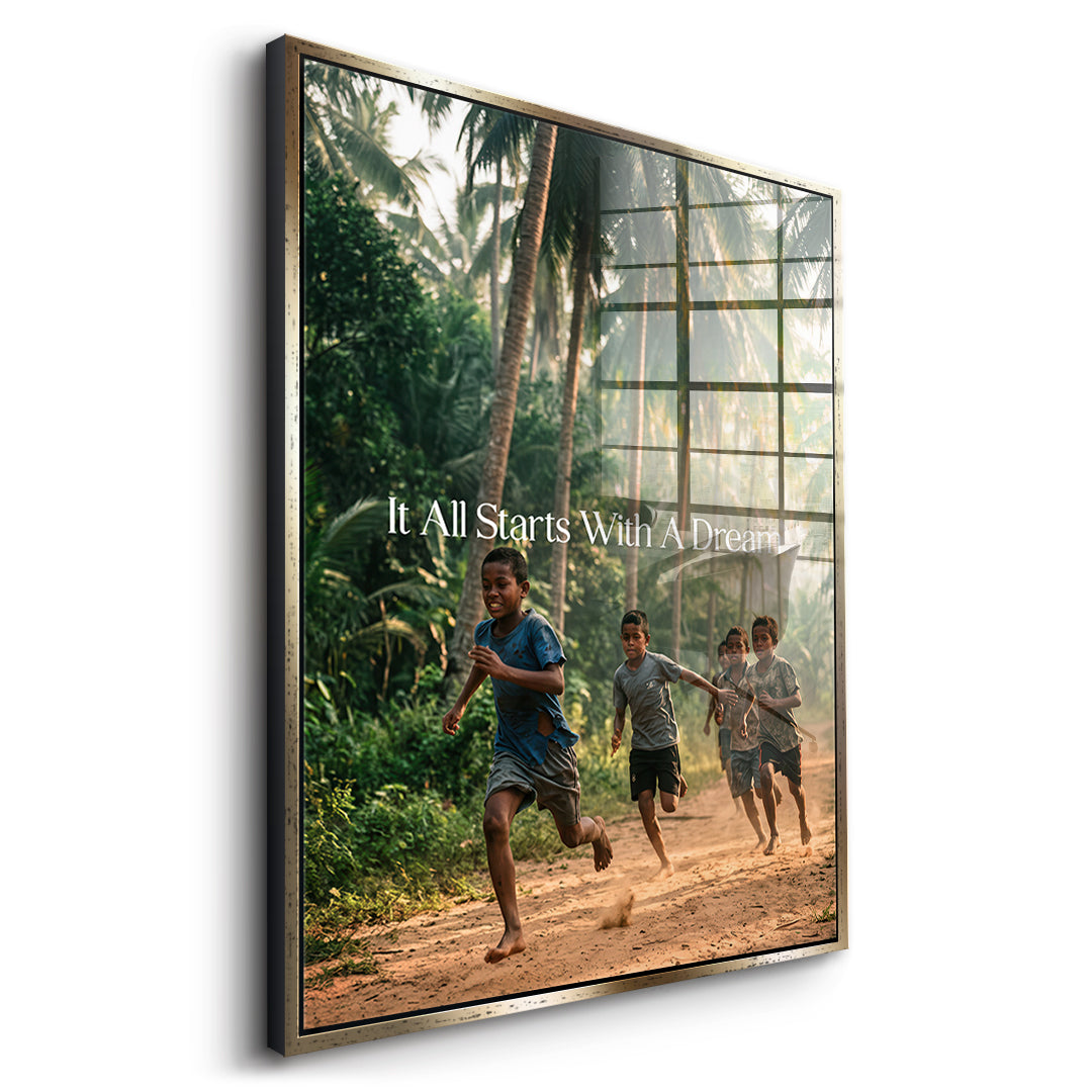 Dream Track and Field Acrylglas Seitenansicht Gold