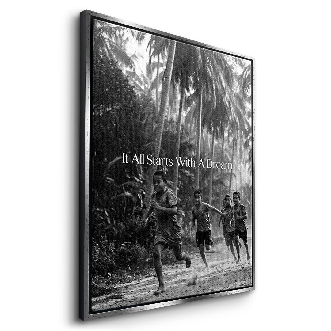 Dream Track and Field Leinwandbild Schwarzweiß Seitenansicht Silber