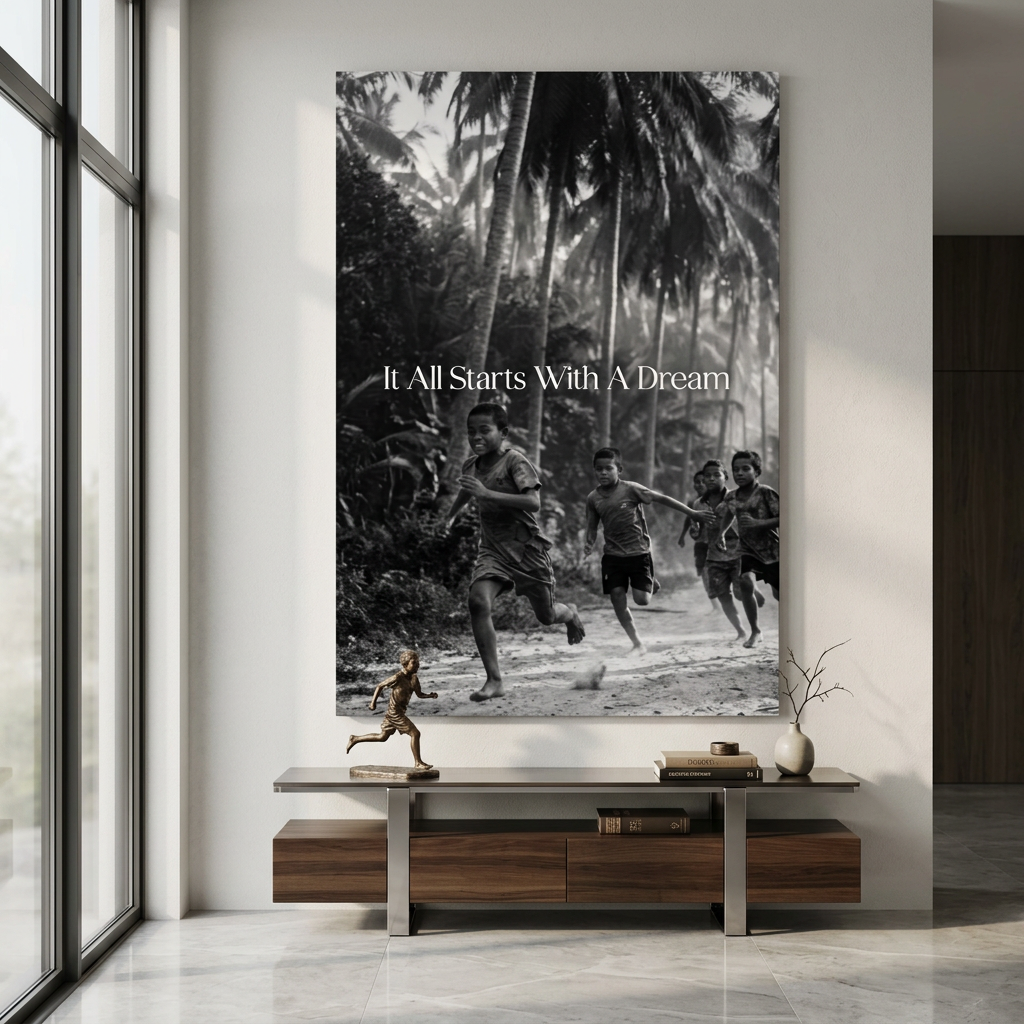 Dream Track and Field Leinwandbild Schwarzweiß Wohnzimmer Mockup