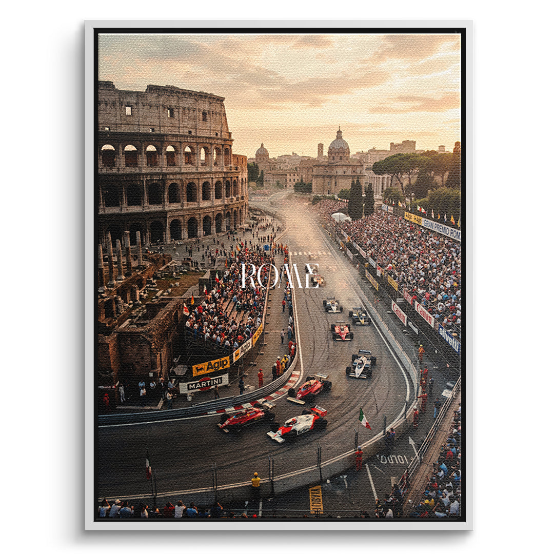 DOTCOMCANVAS Rome F1 Leinwandbild Vorderansicht mit weissem Rahmen