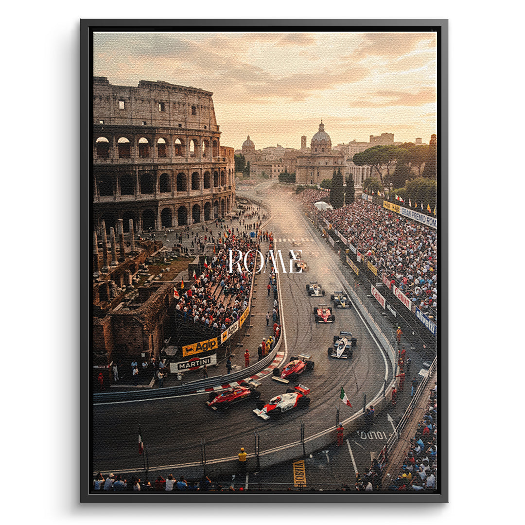 DOTCOMCANVAS Rome F1 Leinwandbild Vorderansicht mit schwarzem Rahmen