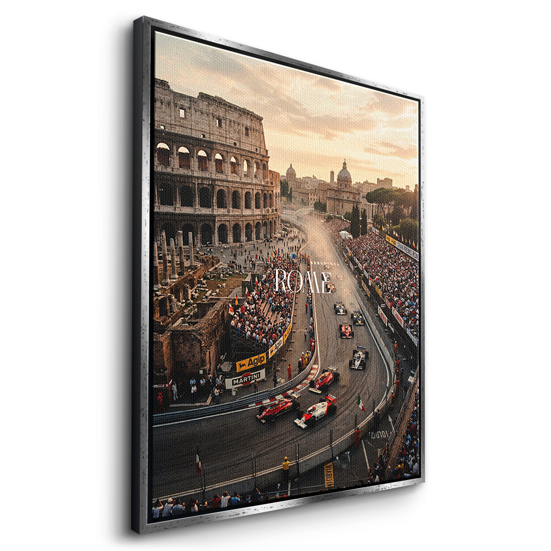 DOTCOMCANVAS Rome F1 Leinwandbild Seitenansicht silber