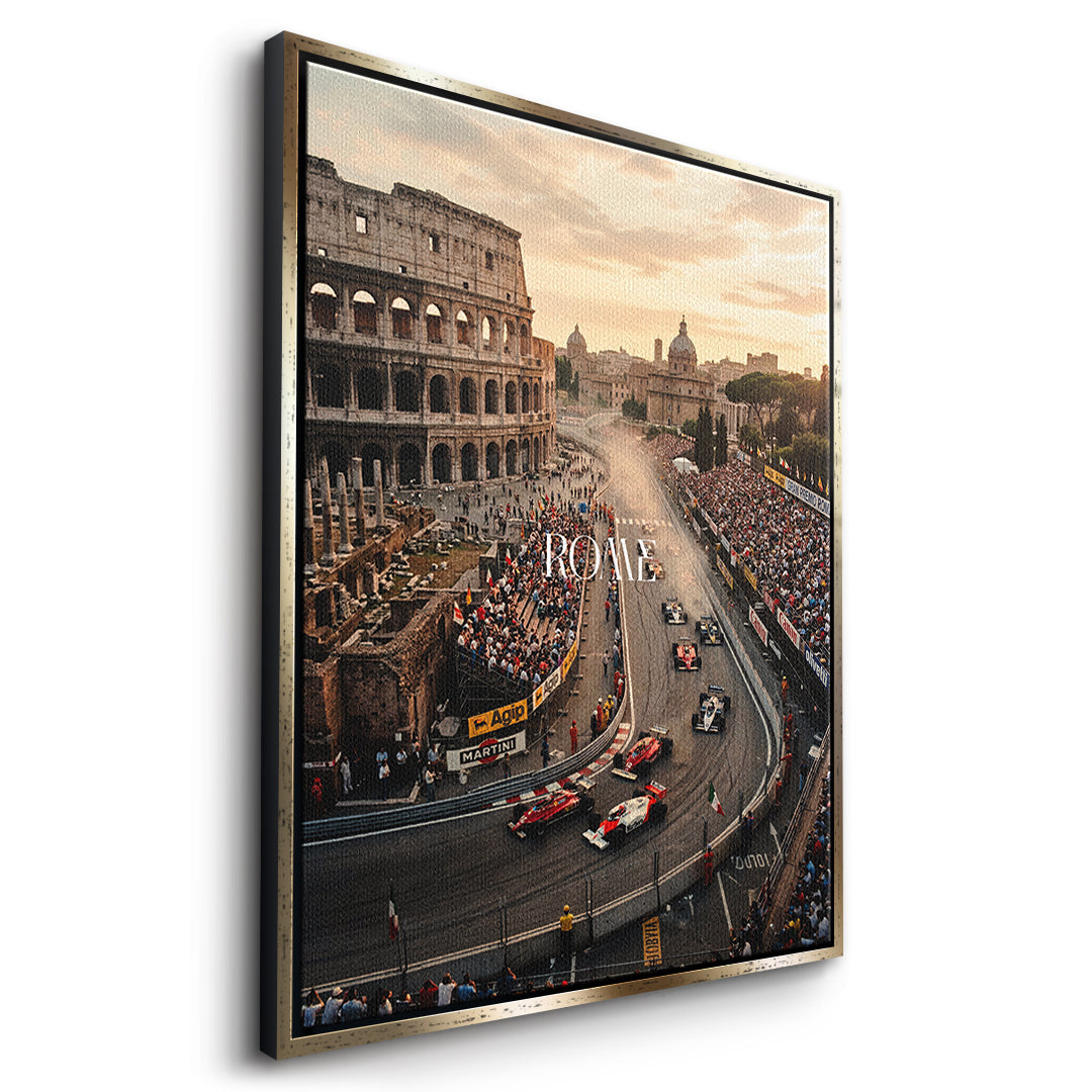 DOTCOMCANVAS Rome F1 Leinwandbild Seitenansicht gold