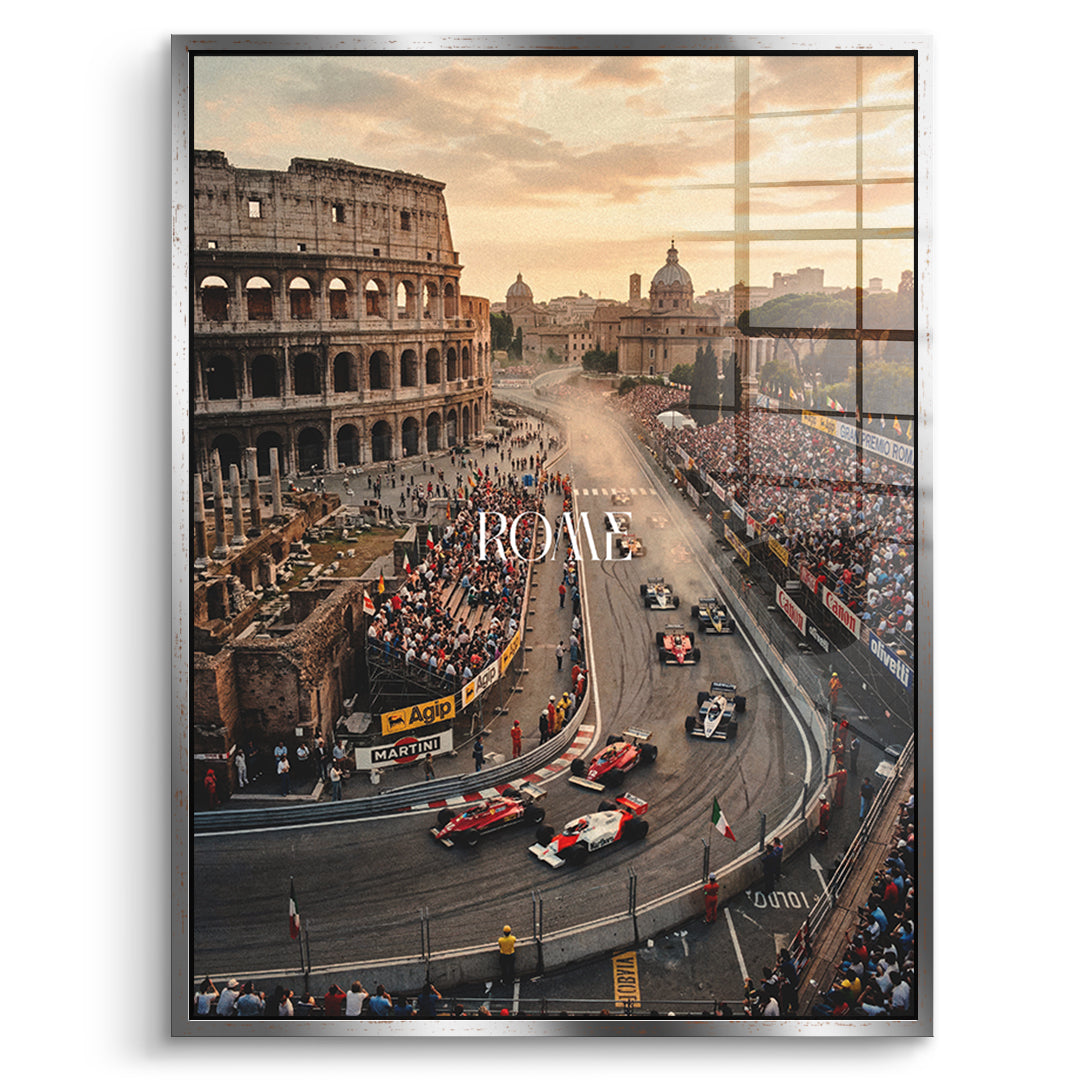 DOTCOMCANVAS Rome F1 Acrylglasbild Vorderansicht mit silbernem Rahmen