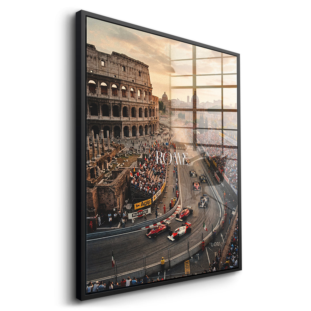 DOTCOMCANVAS Rome F1 Acrylglasbild Seitenansicht mit schwarzem Rahmen