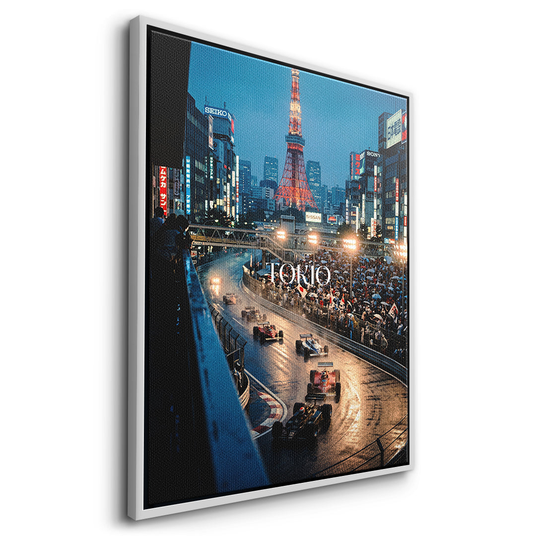 DOTCOMCANVAS Tokyo F1 Leinwandbild Seitenansicht weiss