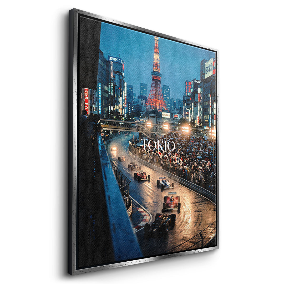 DOTCOMCANVAS Tokyo F1 Leinwandbild Seitenansicht silber