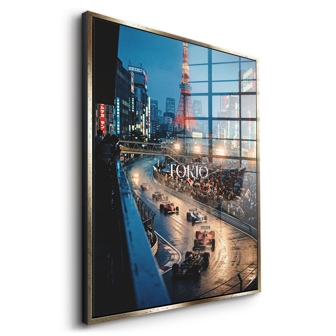 DOTCOMCANVAS Tokyo F1 Acrylglasbild Seitenansicht gold