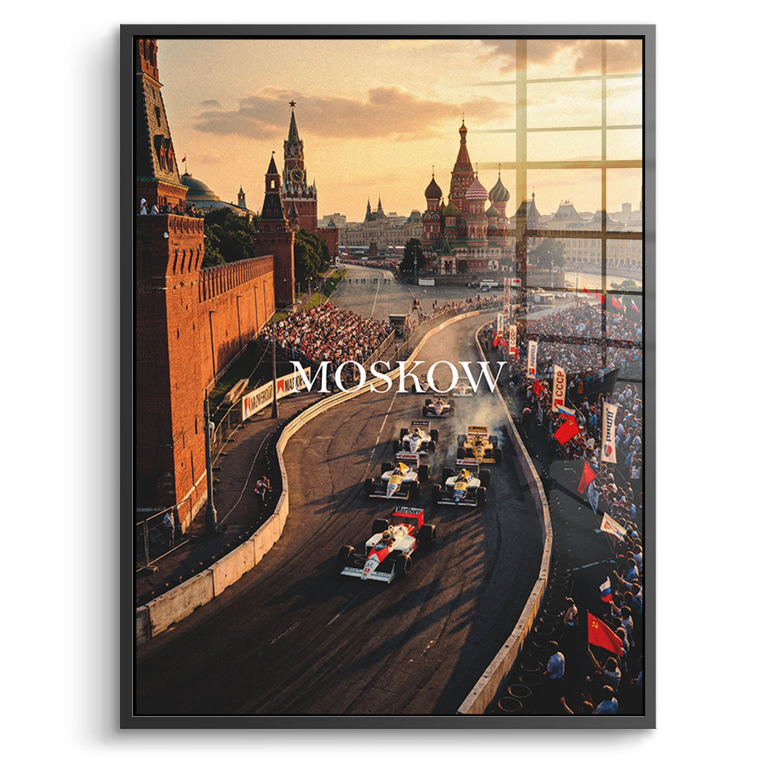 DOTCOMCANVAS Moscow F1 Acrylglasbild Vorderansicht mit schwarzem Rahmen