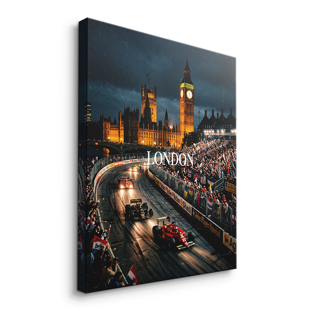 DOTCOMCANVAS London F1 Leinwandbild Seitenansicht ohne Rahmen