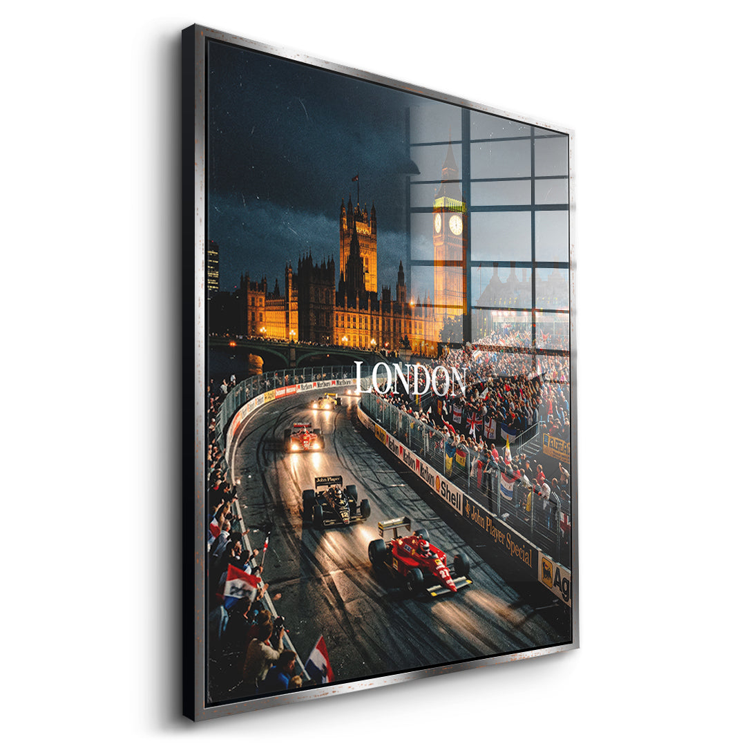 DOTCOMCANVAS London F1 Acrylglasbild Seitenansicht silber