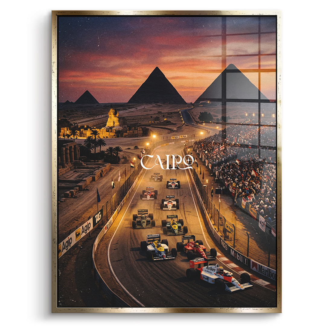 DOTCOMCANVAS Cairo F1 Acrylglasbild Vorderansicht mit goldenem Rahmen