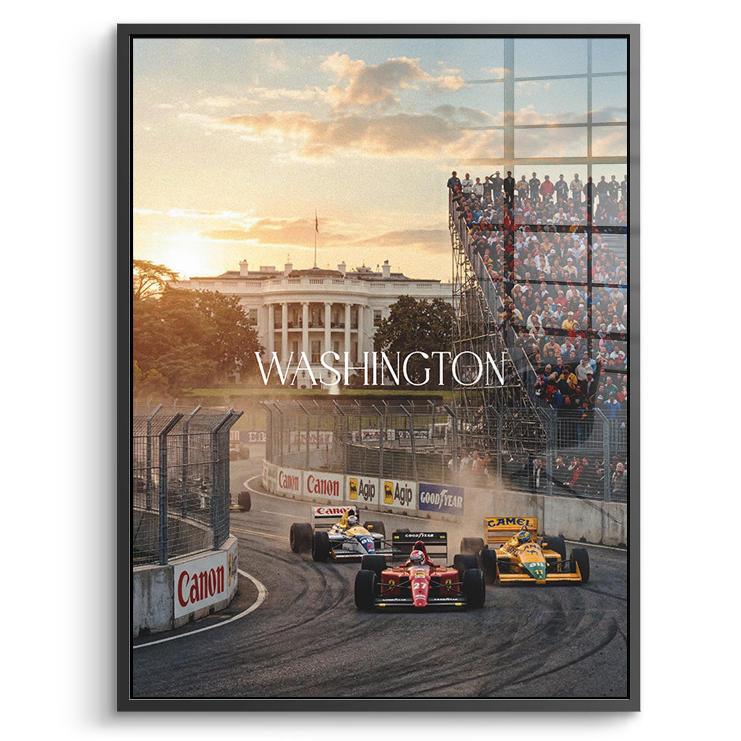 DOTCOMCANVAS Washington F1 Acrylglasbild Vorderansicht mit schwarzem Rahmen