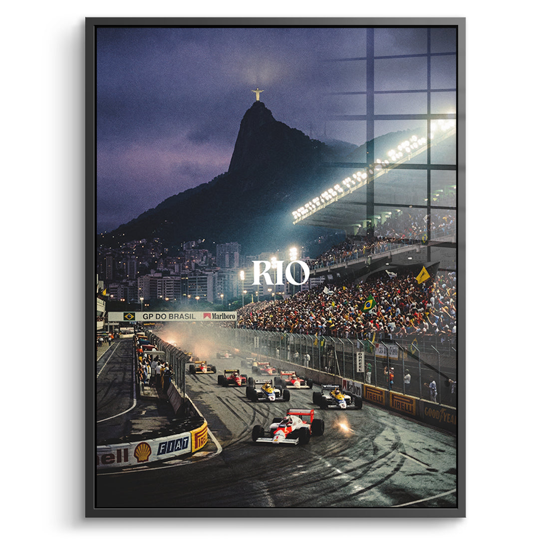 DOTCOMCANVAS Rio F1 Acrylglasbild Vorderansicht mit schwarzem Rahmen