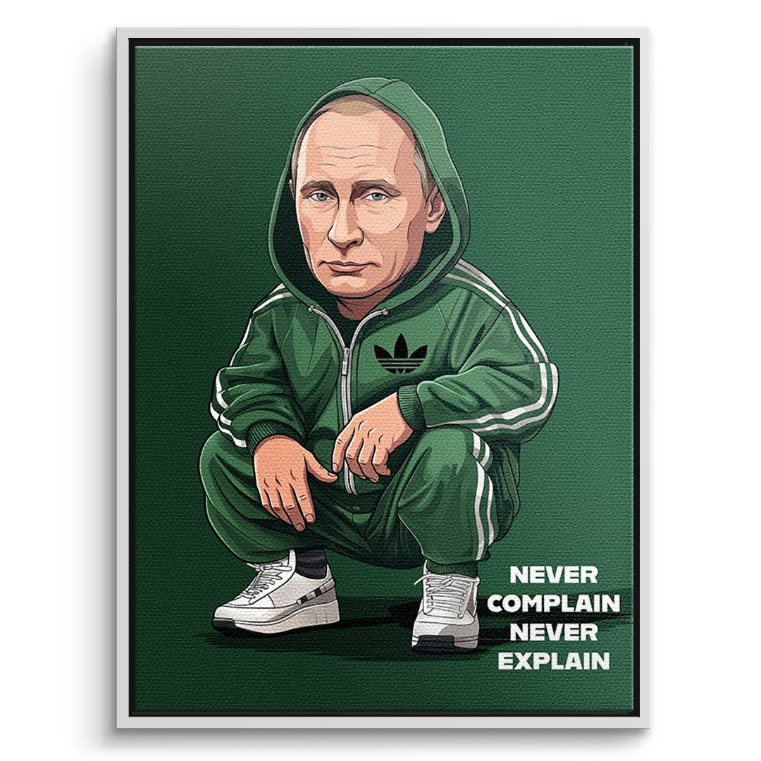 Putin Swag Leinwandbild Rahmen Weiß