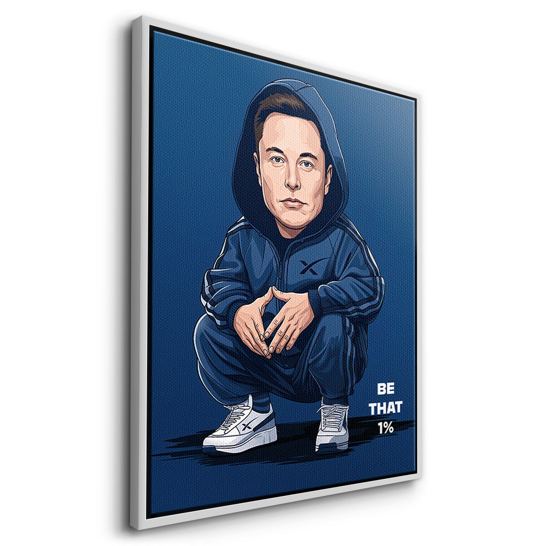 DOTCOMCANVAS Elon Musk Swag Leinwandbild Seitenansicht mit weissem Rahmen