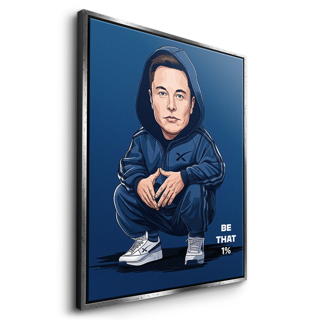 DOTCOMCANVAS Elon Musk Swag Leinwandbild Seitenansicht mit silbernem Rahmen