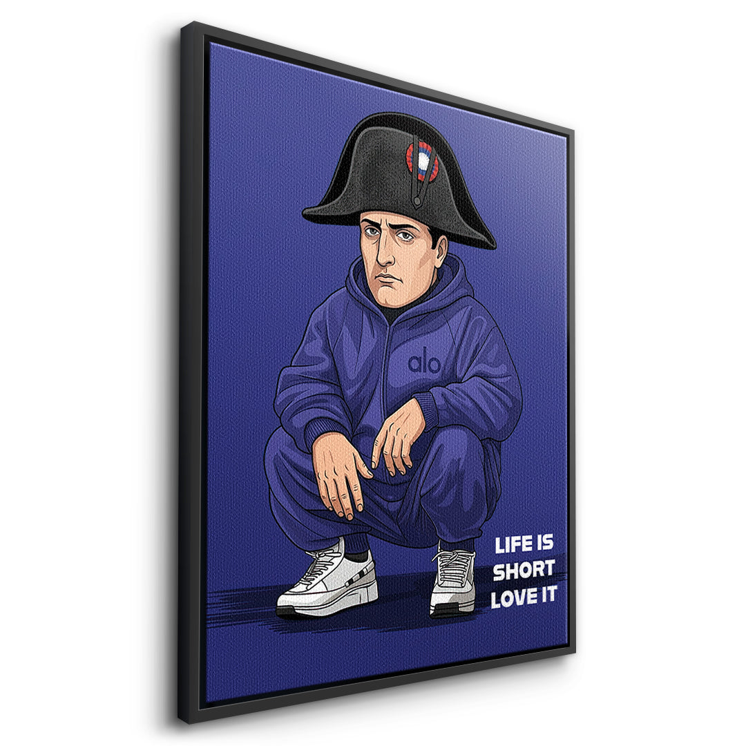Napoleon Swag Leinwandbild schwarzer Rahmen Seitenansicht
