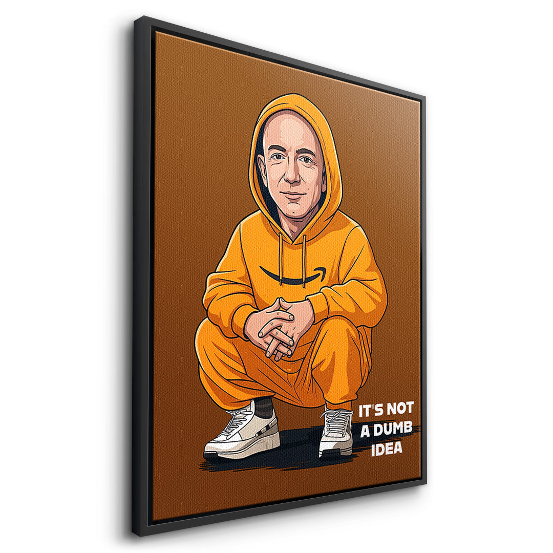 DOTCOMCANVAS Jeff Bezos Swag Leinwandbild Seitenansicht mit schwarzem Rahmen
