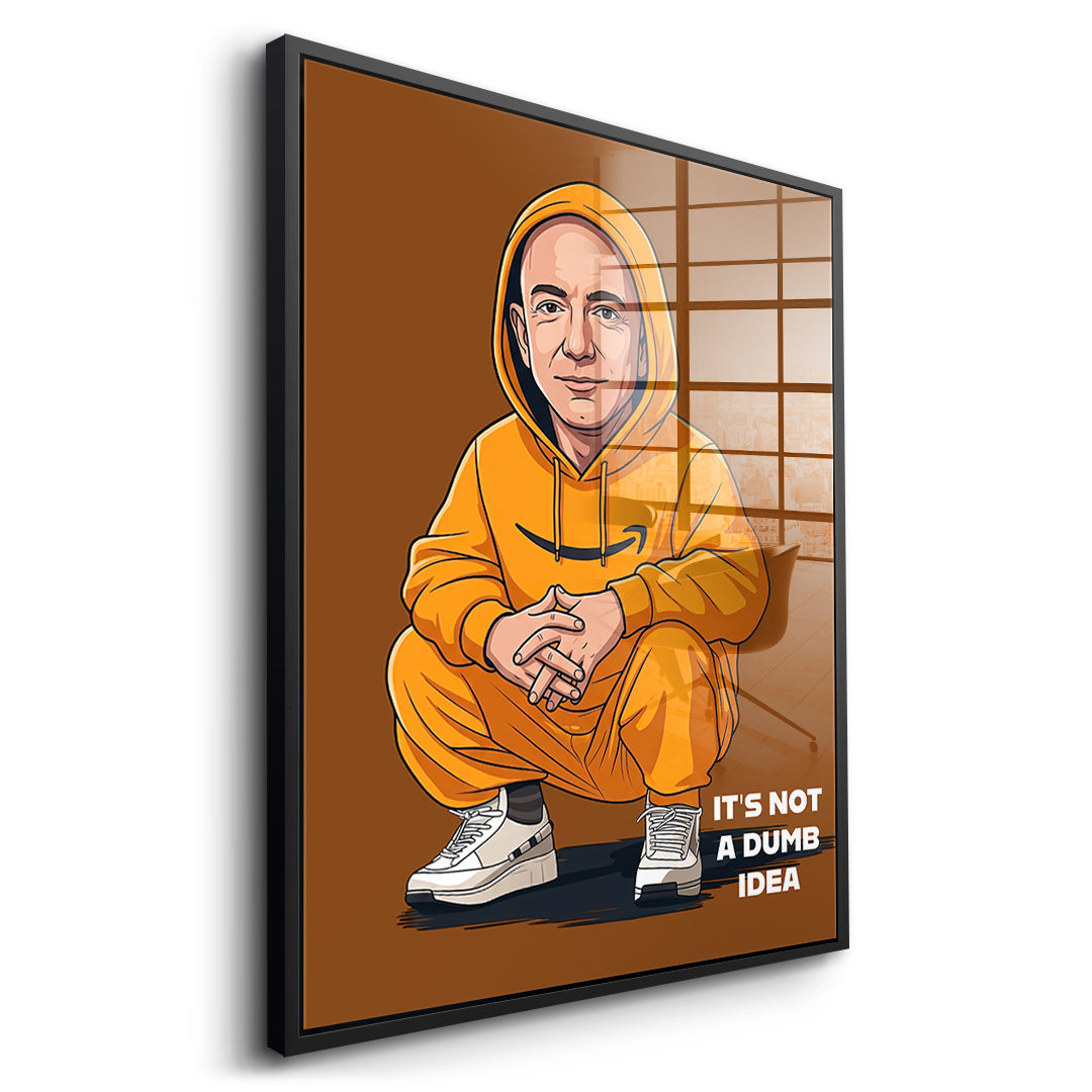 DOTCOMCANVAS Jeff Bezos Swag Acrylglasbild Seitenansicht mit schwarzem Rahmen