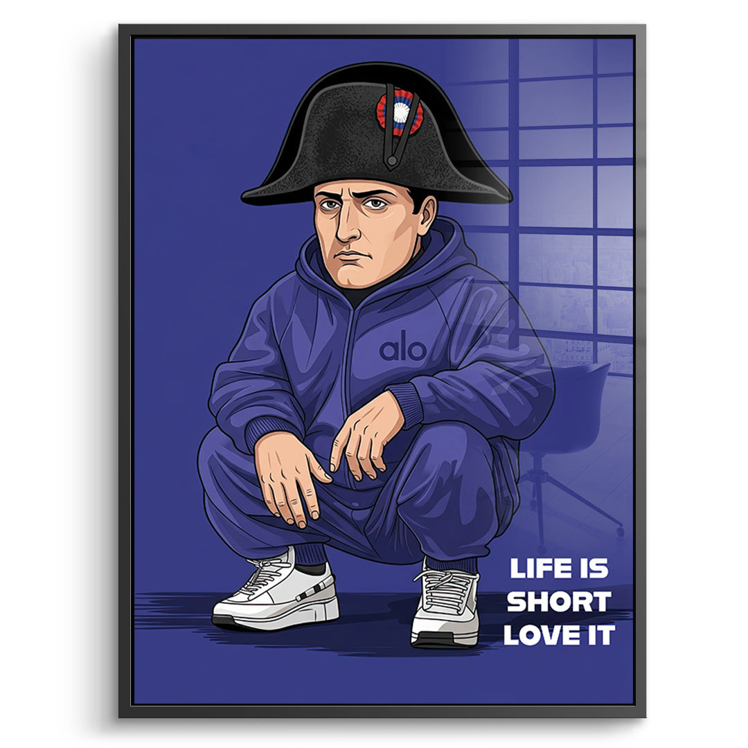 Napoleon Swag Acrylglasbild schwarzer Rahmen Frontalansicht