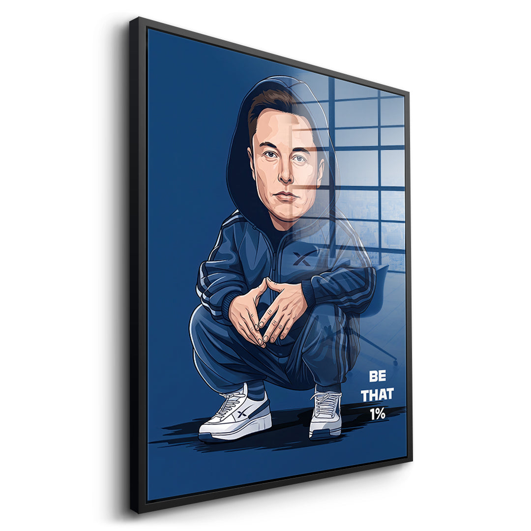 DOTCOMCANVAS Elon Musk Swag Acrylglasbild Seitenansicht mit schwarzem Rahmen