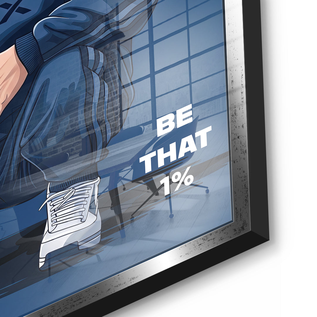 DOTCOMCANVAS Elon Musk Swag Acrylglasbild Detail mit silbernem Rahmen