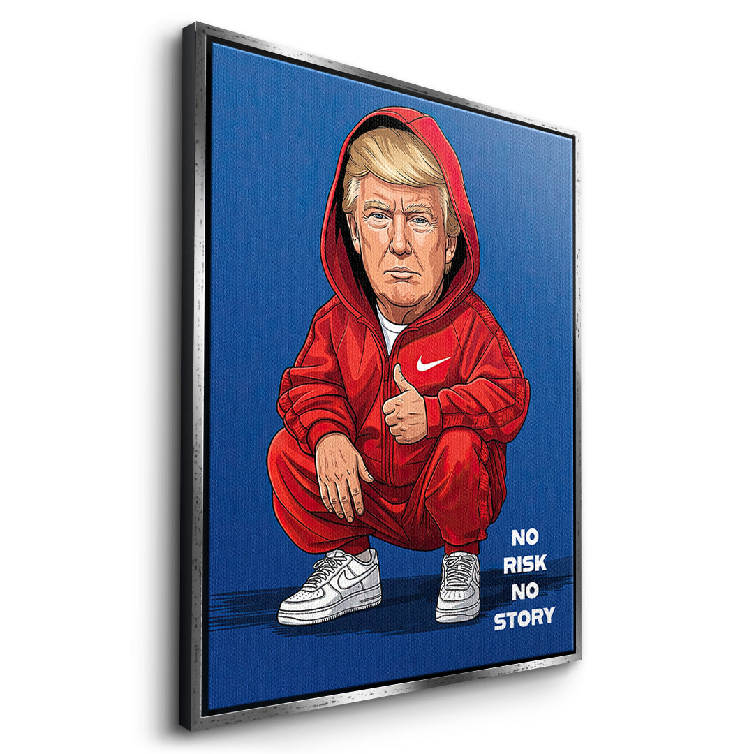 DOTCOMCANVAS Trump Swag Leinwandbild Seitenansicht mit silbernem Rahmen
