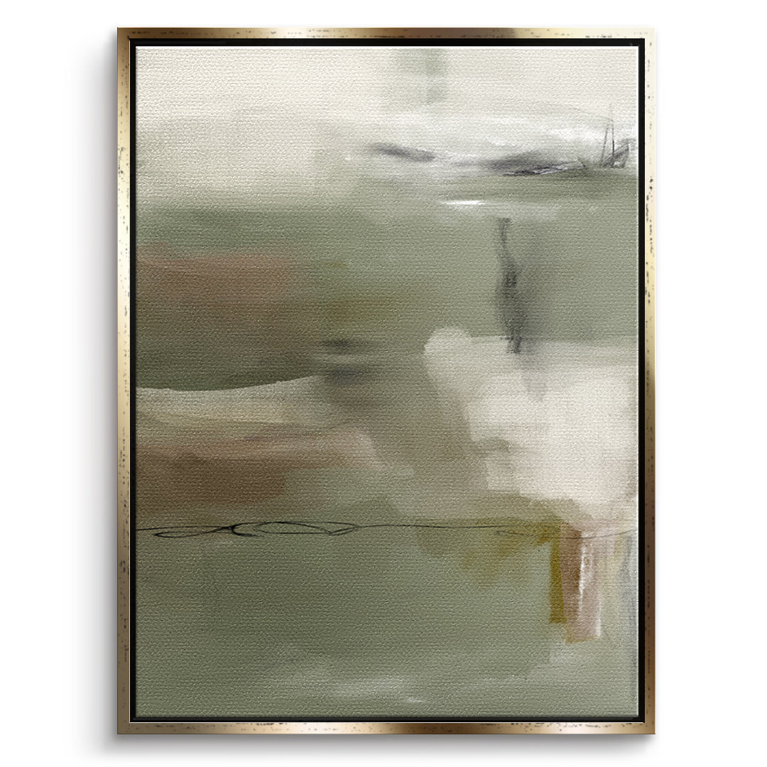 DOTCOMCANVAS Emerald Whispers Leinwandbild Vorderansicht mit goldenem Rahmen