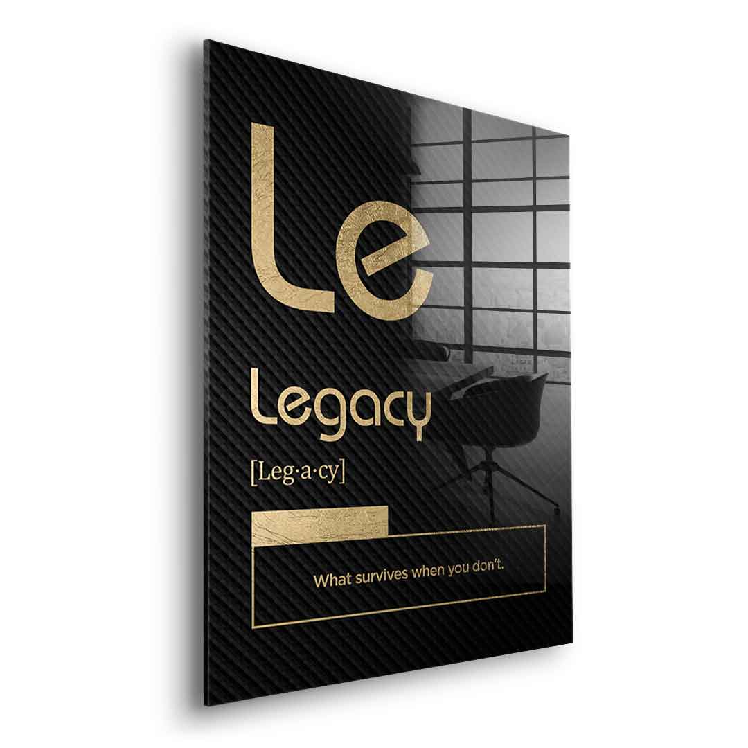 DOTCOMCANVAS® Legacy (Le) Acrylglasbild Version Schwarz – Seitenansicht Silber