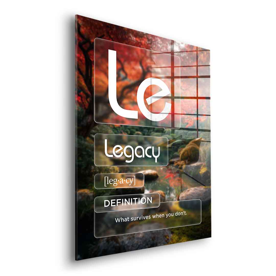 DOTCOMCANVAS® Legacy (Le) Acrylglasbild Version Farbig – Seitenansicht Silber